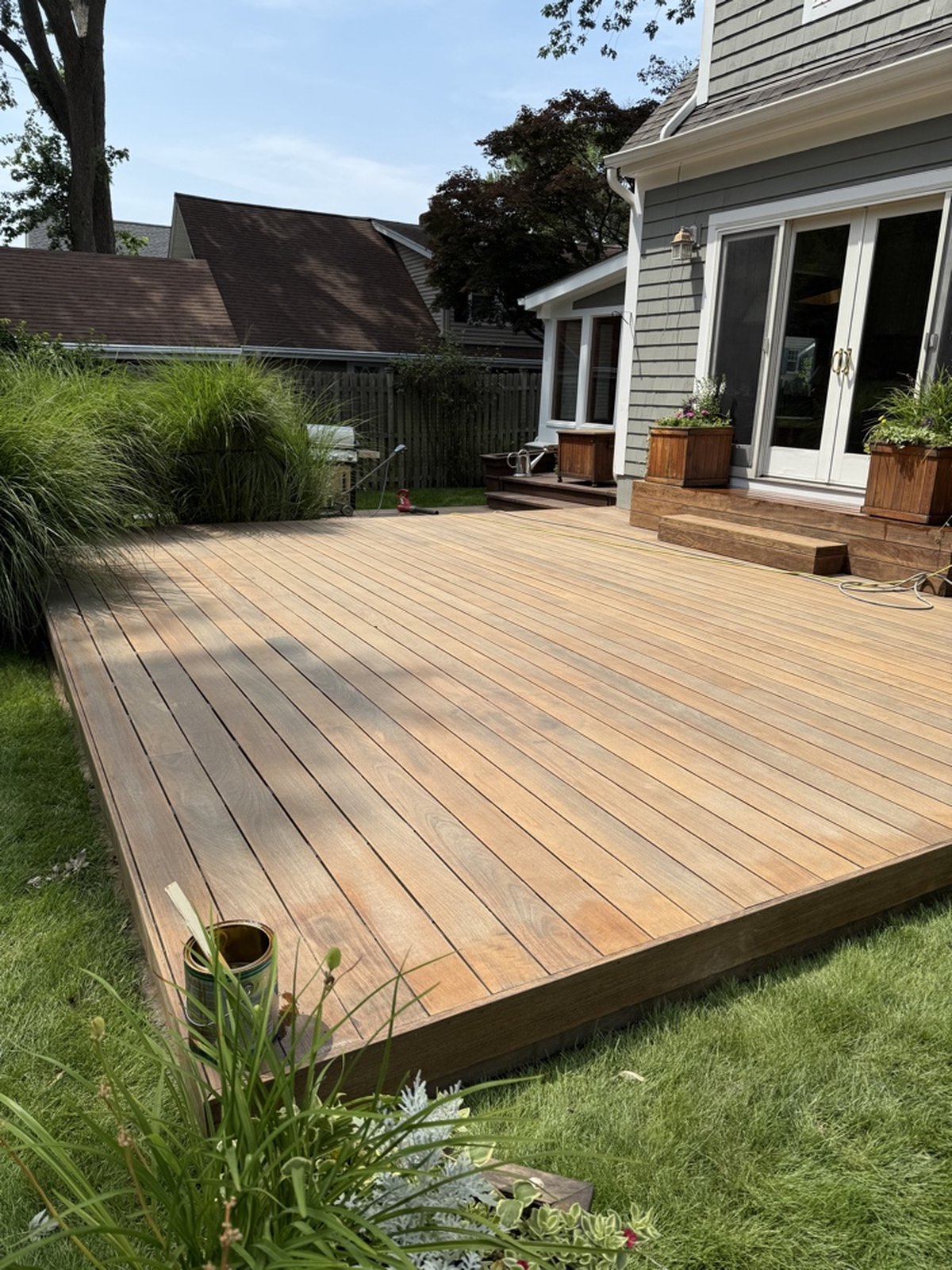 Deck prepared and sanded ready for professional stain application